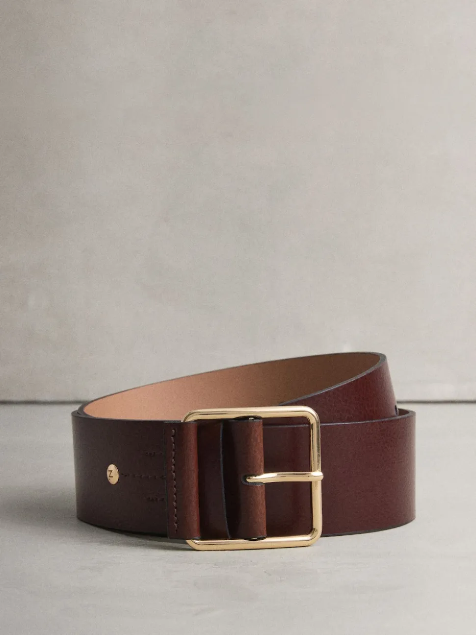 Rouge baie - Large ceinture en cuir N. Premium Made In Italy