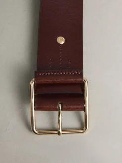 Rouge baie - Large ceinture en cuir N. Premium Made In Italy