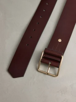 Rouge baie - Large ceinture en cuir N. Premium Made In Italy