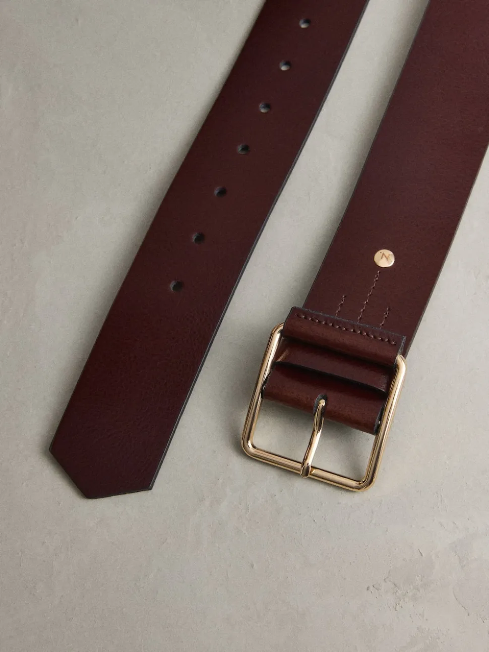 Rouge baie - Large ceinture en cuir N. Premium Made In Italy