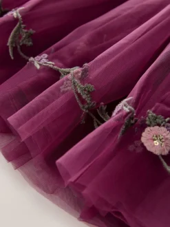 Rouge baie - Robe de soirée en maille brodée (3mths-8yrs)