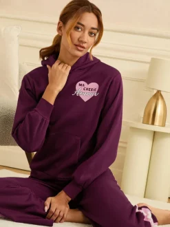 Rouge baie - Sweat à capuche Love & Roses Lounge en jersey