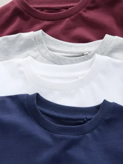 Rouge Berry/Gris/Blanc/Bleu - Lot de 4 T-shirts à manches longues et confortables (3-16ans)