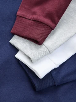 Rouge Berry/Gris/Blanc/Bleu - Lot de 4 T-shirts à manches longues et confortables (3-16ans)