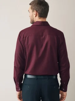Rouge bordeaux - Ajustement régulier - Signature 100% coton avec chemise élégante texturée