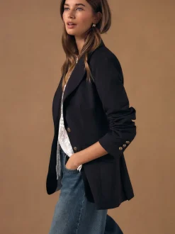 Rouge bordeaux - Blazer ajusté à simple boutonnage