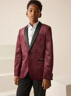 Rouge bordeaux - Blazer en velours texturé (3-16ans)