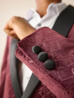 Rouge bordeaux - Blazer en velours texturé (3-16ans)