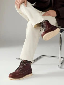 Rouge bordeaux - Bottes compensées à tablier haut