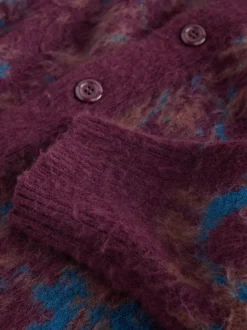 Rouge bordeaux - Cardigan décontracté à Motif Fleuri