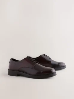 Rouge bordeaux - Chaussures derby en cuir ultra-brillant