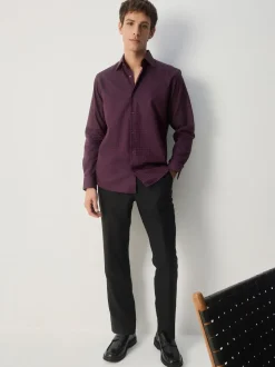 Rouge bordeaux - Chemise élégante à manches longues et imprimé géométrique