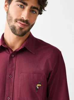 Rouge bordeaux - Chemise Oxford Guinness à manches longues
