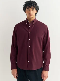 Rouge bordeaux - Chemise Oxford stretch à manches longues