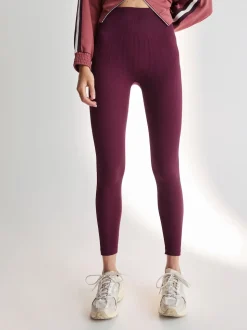Rouge bordeaux - Côtelé sans couture Taille haute Leggings