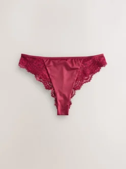 Rouge bordeaux - Culotte en dentelle à dos nœud
