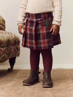 Rouge bordeaux - Ensemble Skort et collants à carreaux (3mois7ans)