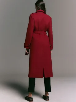 Rouge bordeaux - Manteau habillé à col cheminée