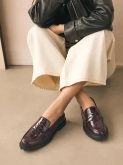 Rouge bordeaux - Mocassins vernis épais