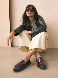 Rouge bordeaux - Mocassins vernis épais