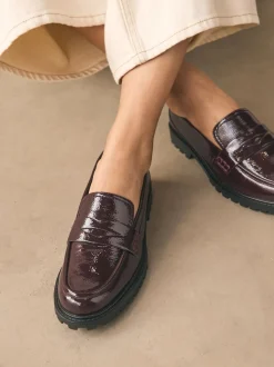 Rouge bordeaux - Mocassins vernis épais