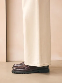 Rouge bordeaux - Mocassins vernis épais