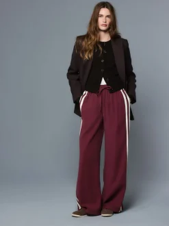 Rouge bordeaux - Pantalon large à bande latérale