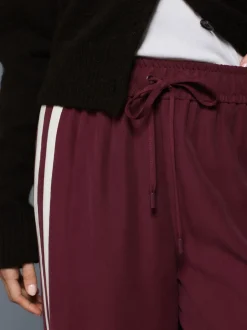 Rouge bordeaux - Pantalon large à bande latérale