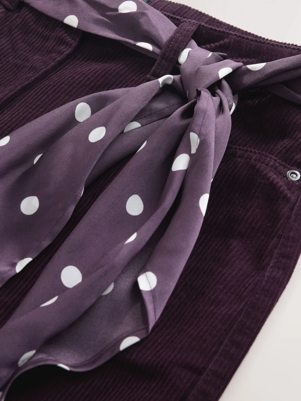 Rouge bordeaux - Pantalons en velours côtelé à jambe large avec écharpe