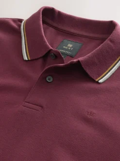 Rouge bordeaux - Polo coupe classique à manches courtes et liserés
