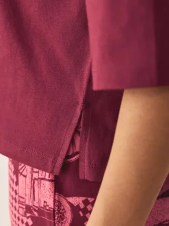 Rouge bordeaux - Pyjama à manches courtes en coton