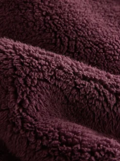 Rouge bordeaux - Sweat à capuche en peau lainée