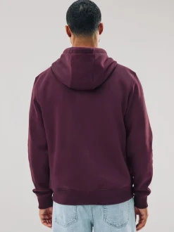 Rouge bordeaux - Sweat à capuche zippé en jersey épais riche en coton