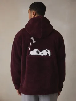 Rouge bordeaux - Sweat à capuche Snoopy Borg en polaire