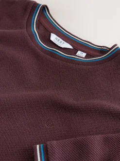 Rouge bordeaux - T-shirt Coupe classique à liserés 100% Coton