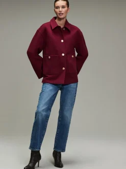 Rouge bordeaux - Veste brossée à col