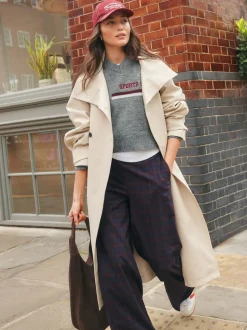 Rouge Bordeaux/Bleu Marine À carreaux - Pantalons habillés coupe ample à carreaux