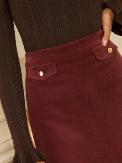 Rouge cerise - Love & Roses jupe courte en velours côtelé