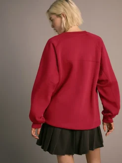 Rouge cerise - Sweat-shirt épais décontracté à col rond