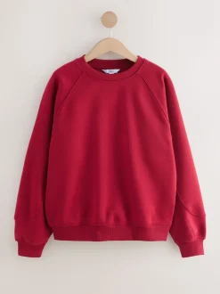 Rouge cerise - Sweat-shirt épais décontracté à col rond