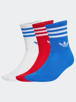 Rouge clair - Col rond - adidas Originals 3-Rayures Chaussettes Col rond 3 paires