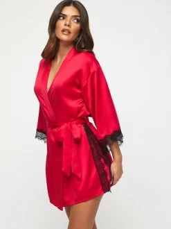 Rouge foncé - Ann Summers Satin Robe de chambre Cherryann Peignoirs