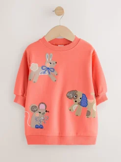 Rouge motif personnage - Robe en molleton décontractée (3mois à7ans)