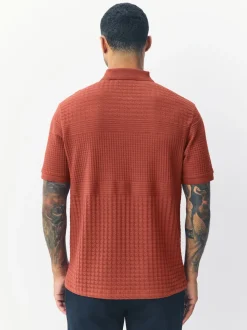 Rouge rouille - Ajustement régulier - Polo habillé en jacquard