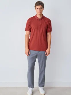 Rouge rouille - Ajustement régulier - Polo habillé en jacquard