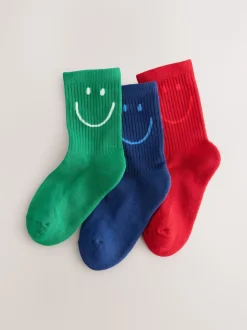 Rouge Vert et Bleu - Lot de 3 paires de chaussettes de sport pour l'école enrichies en coton matelassées