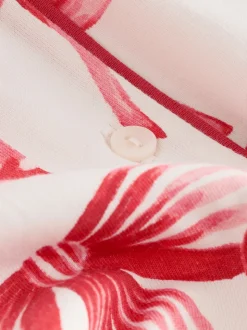 Rouge/Blanc Noeud Imprimé - Pyjama boutonné (3-16 ans)