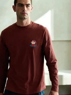 Rouge/Bleu - Ensemble pyjama graphique en jersey à manches longues