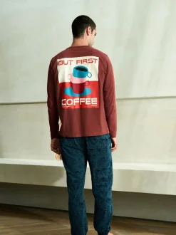 Rouge/Bleu - Ensemble pyjama graphique en jersey à manches longues