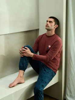 Rouge/Bleu - Ensemble pyjama graphique en jersey à manches longues